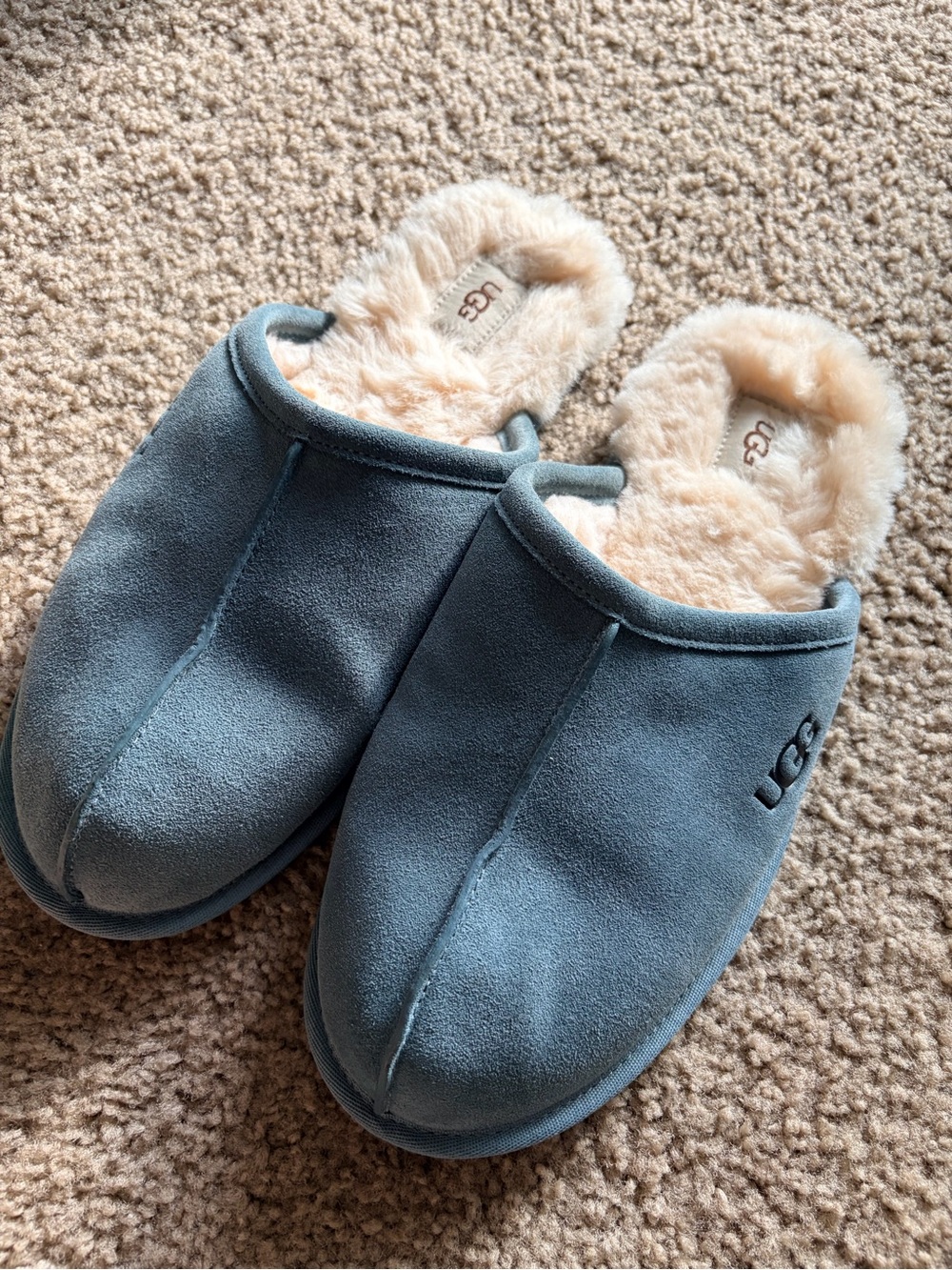 UGG, Slate Blue Suede Fleece-Lined Slip-Ons, US, Men’s 12